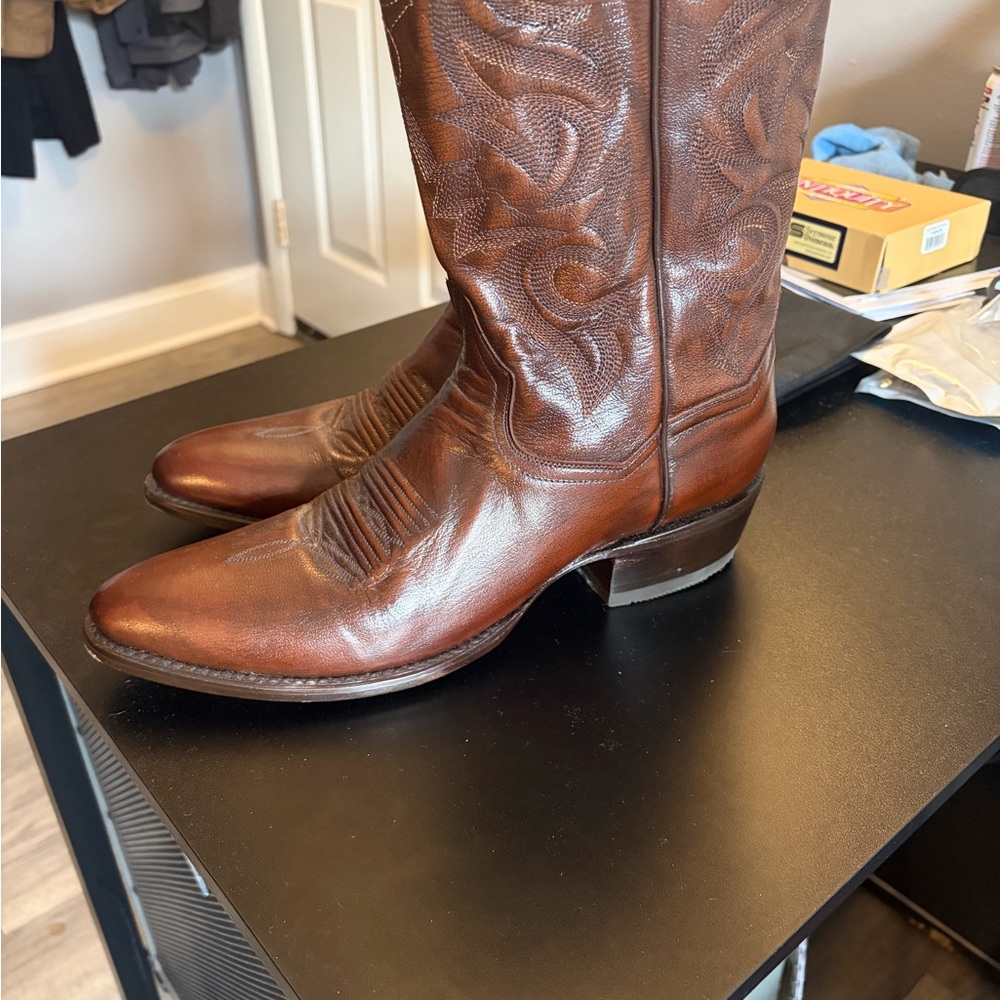 Dan Post Men's Chestnut Brown Leather Western Cowboy Boots